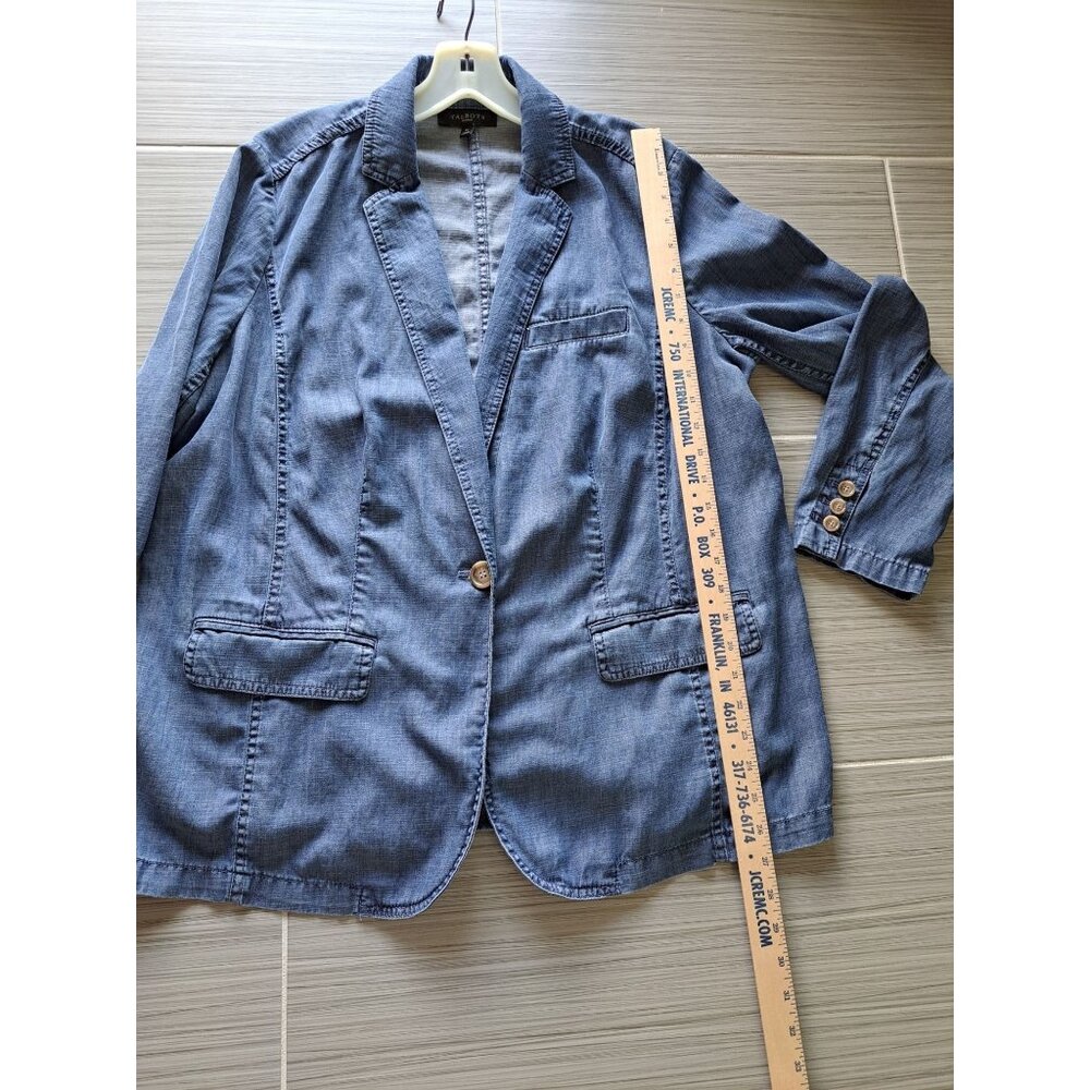 Talbots Womens Linen Blend Denim Chambray Blazer Jacket IX Single Button Front - Picture 11 of 12